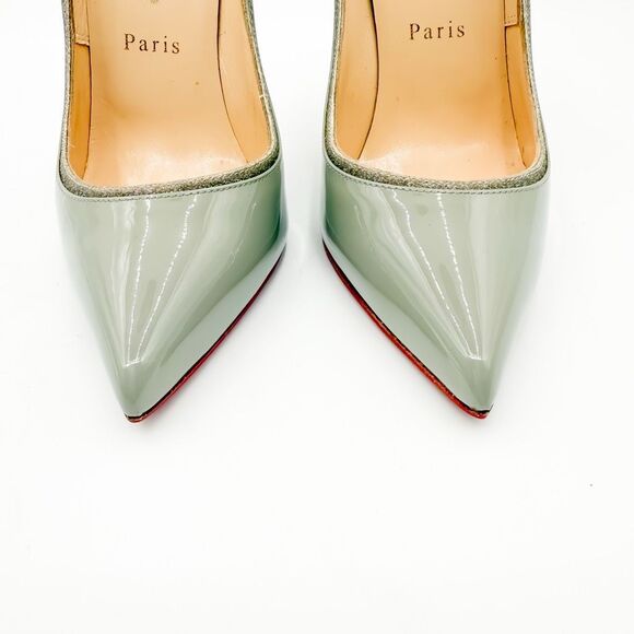 Christian Louboutin Tucsick 120 Pumps EU 38 US 8 Gray Patent Glitter High Heel - Picture 2 of 15